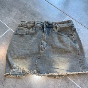 Fashion Nova Denim Frayed Hem Mini Skirt